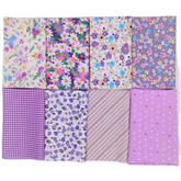 CraftsFabrics Lot de 8 Fat Quarters 100 % coton à motifs floraux violets assortis, 40 x 50 cm, prédécoupés, tissu imprimé pour matelassage